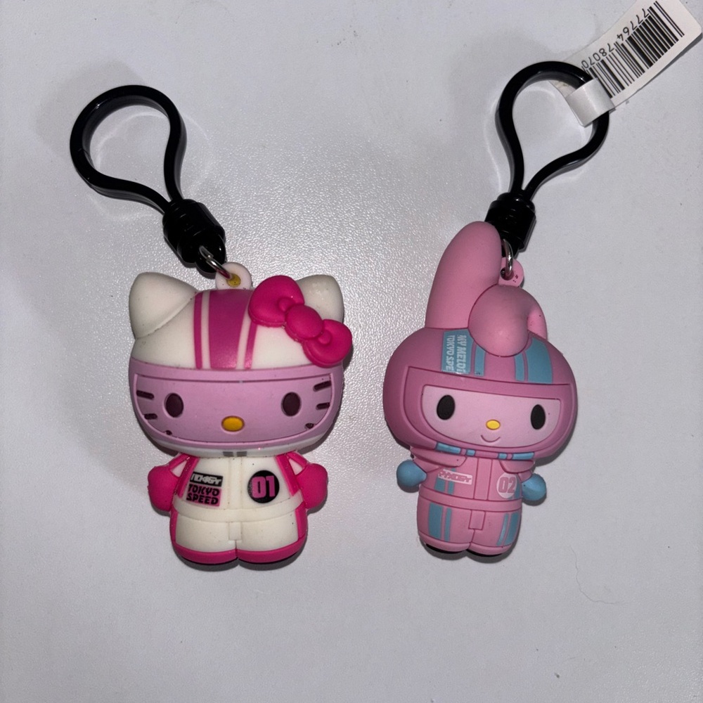 Hello Kitty and My Melody Keychain Set - Pink and Blue